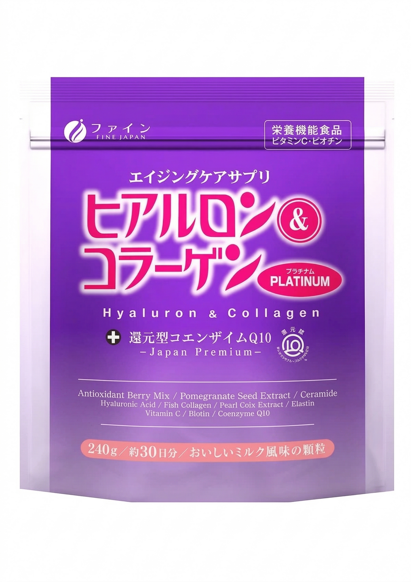Fine Japan Hyaluron & Collagen + Coenzyme Q10 PLATINUM / 240 g (30 days)