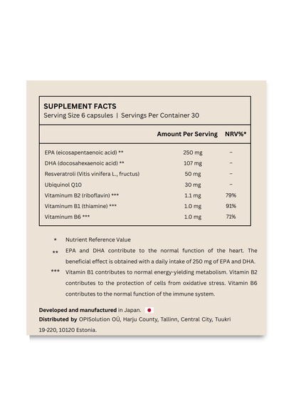 Fine Japan Resveratrol + CoQ10 + EPA/DHA / 180 kapslit